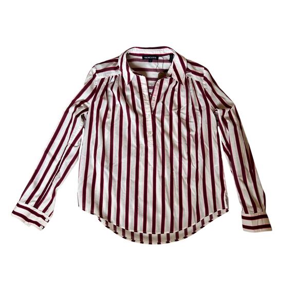 Veronica Beard Cambrie Shirt Striped Long Sleeve Button S